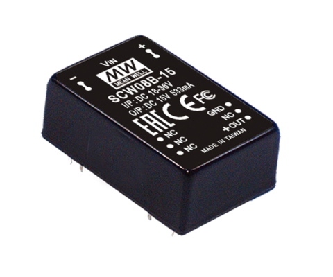 SCW08A-15 8W 15V DC-DC Regulated Single Output Converter