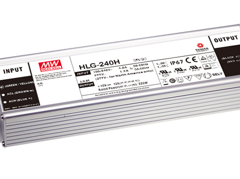 HLG-240H-48A 240W 48V 5A IP65 Rated High Reliability LED Lighting Power Supply