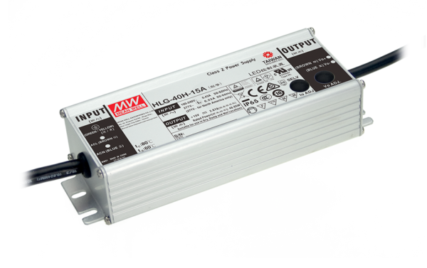 HLG-40H-20B 40W 20V 2A IP67 Rated PFC LED Lighting Power Supply with Dimming Function