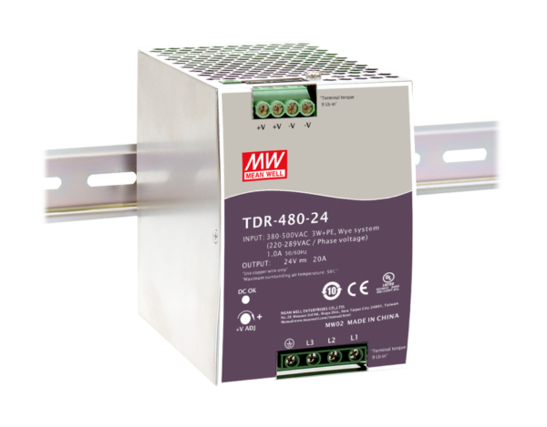 TDR-480-24 480W 24V 20a Three Phase Industrial Din Rail Power Supply